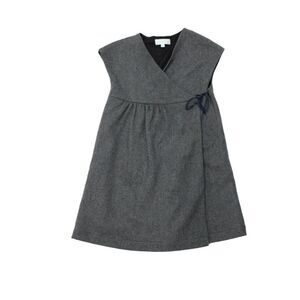 Marie Chantal Childrens Girls V Neck Sleeveless Wrap Dress Gray Wool Size 5